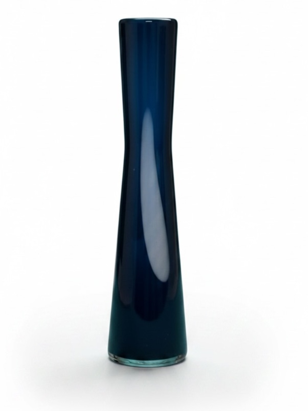 Vintage Mid Century Black White Encased Blown Glass Vase